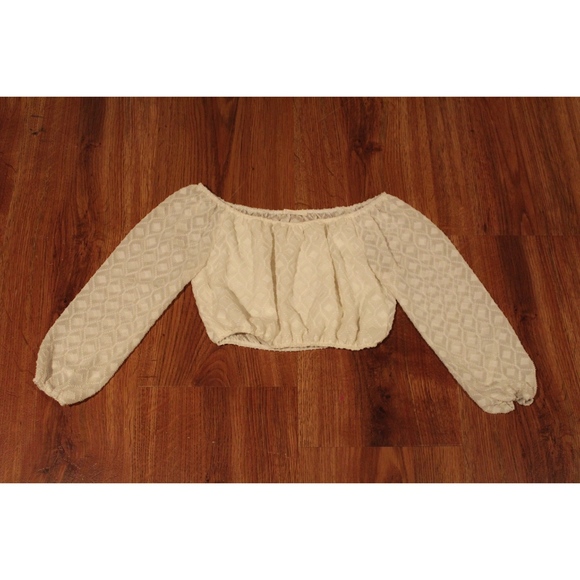 White Balloon Sleeve Crop Top - Picture 3 of 4